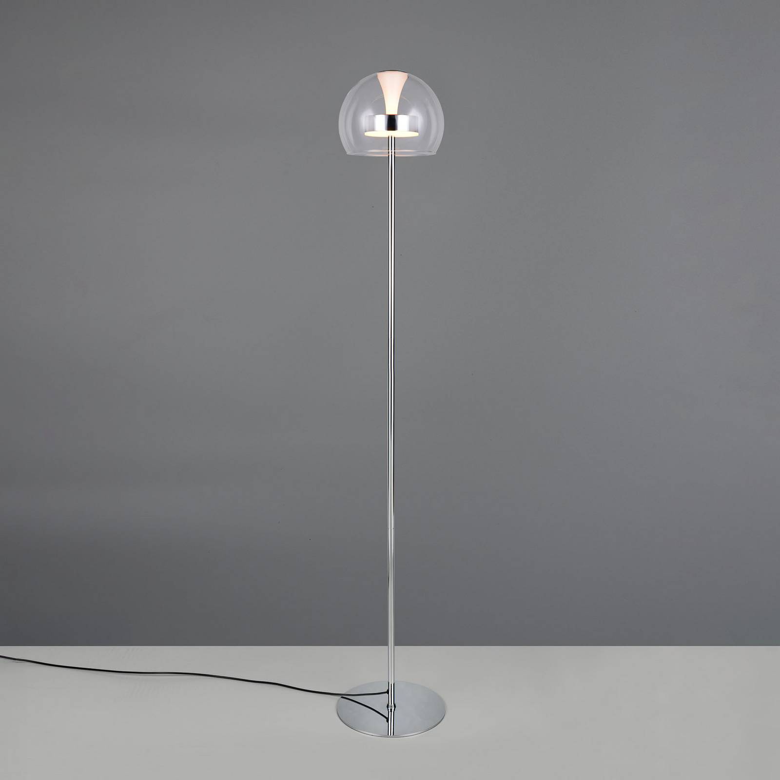 Trio Lighting LED golvlampa Flynt, dimbar, Förkromad / silver, Vardagsrum / matsal, Metall, Modern, LED-golvlampa