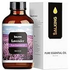 SALKING Lavendelolja 120 ml, naturlig lavendel eterisk olja för aromdiffusor, naturlig ren doftolja för doftlampor luftfuktare, massage, tvål, ljusproduktion, gåvor till kvinnor