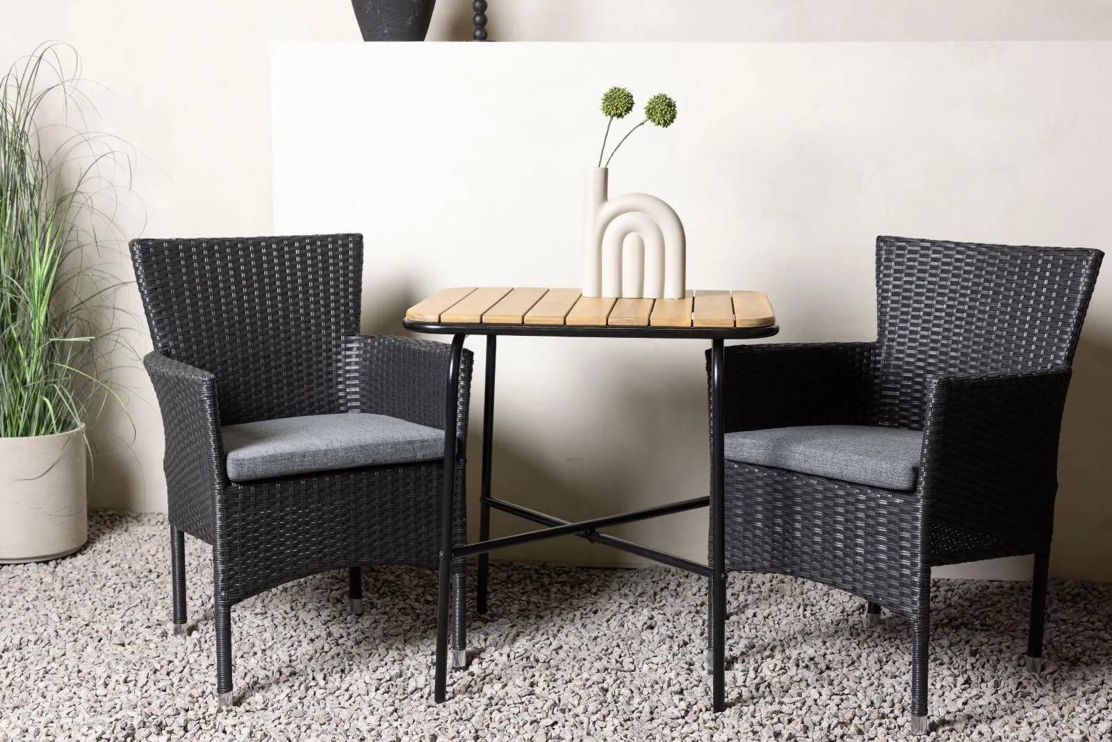 Holmbeck & Malina - 88×70 cm med 2 stolar - Matgrupper utomhus - svart/natur