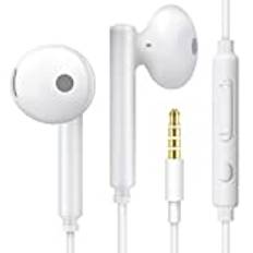 MAS CARNEY WH6 Hörlurar med kabel, Semi In Ear-hörlurskabel, hörlurar med kabel 3,5, för MP3/MP4, Ipad, Honor 6X/7X/8X/9/10, Huawei, Samsung Galaxy S6/S7/S8, Redmi Note 8/9 – vit