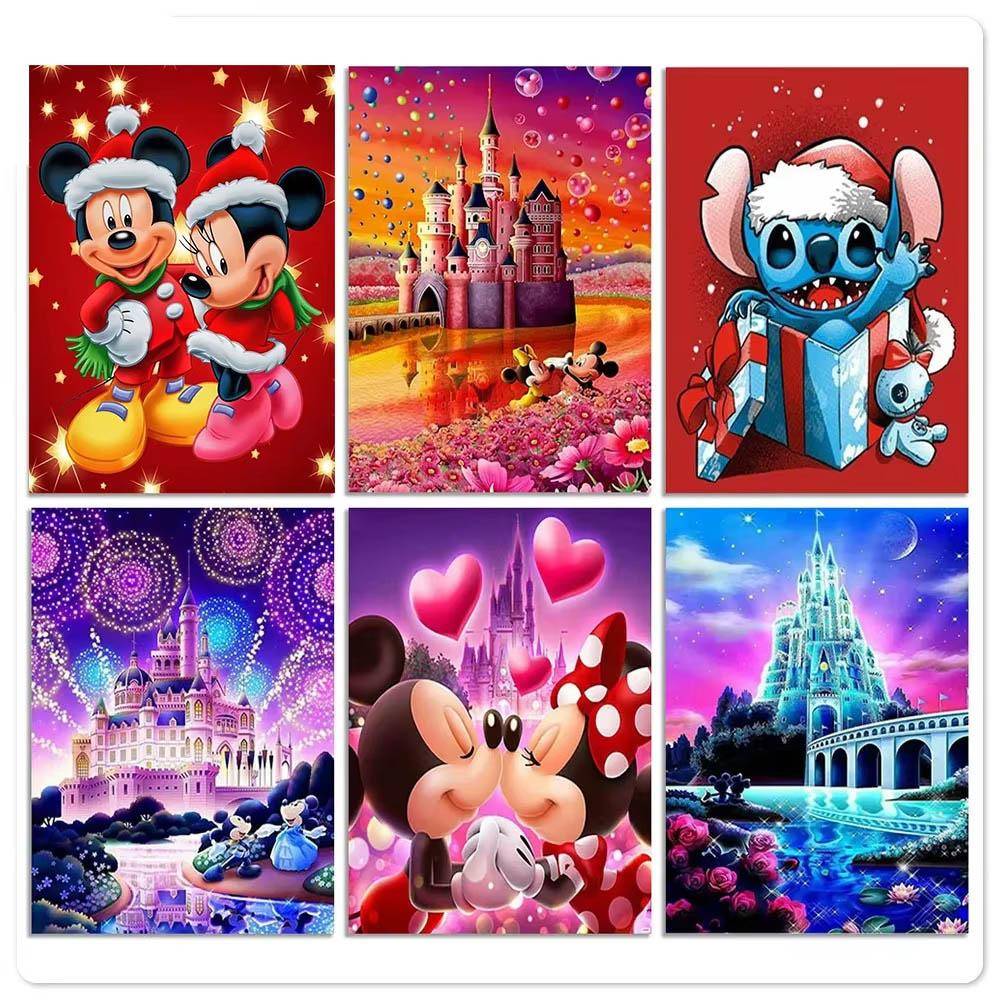 Disney Jul Mickey Diamantmålning Tecknad Mosaik Broderi Diamantpussel DIY Strass Barnrumsinredning Gåva