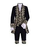 FAD-4U Medeltida kostym, viktoriansk kappa, herr, rokoko, steampunk-stil, gotisk prins, kappa, kostym, bröllop, gäster, makeup party, svart, XXL