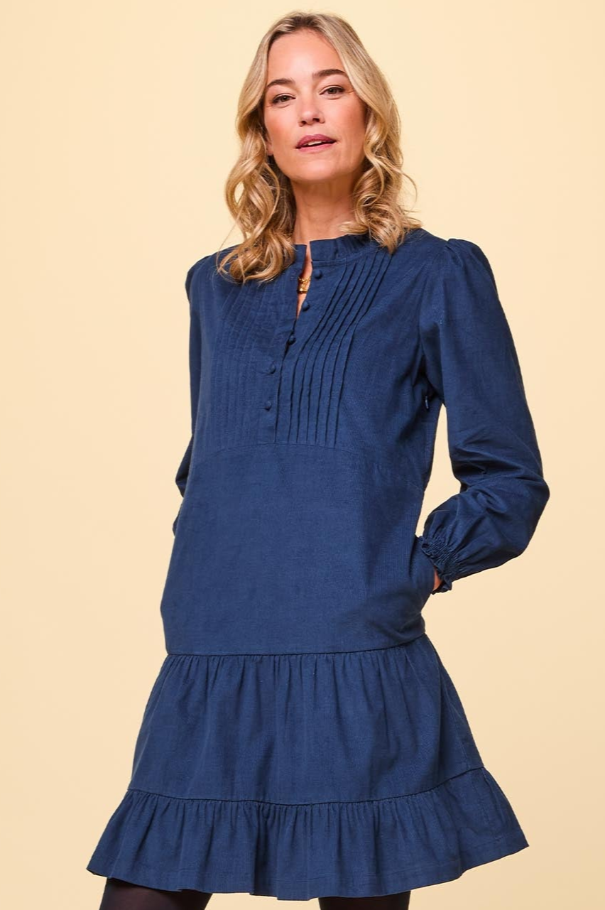 Aspiga Ladies Sustainable Stema Mini Corduroy Dress Navy Blue | XL/16 - (UK 16/US 12/EU 44) | Regular Length | - navy