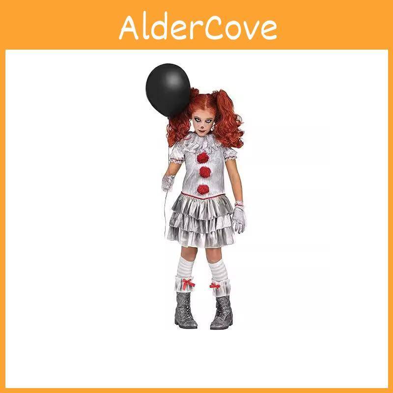 Halloween It Clown Rollspelsdräktsset Barnklänning För Maskeradfest 140cm white