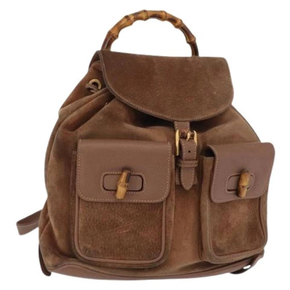 Gucci Vintage Pre-owned Suede Rygsæk - Vintage - Dame - Brun - ONE SIZE - Suede