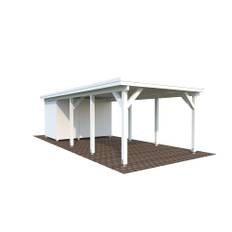 Palmako Karl carport med redsskabsrum malet hvid 23,1 m2