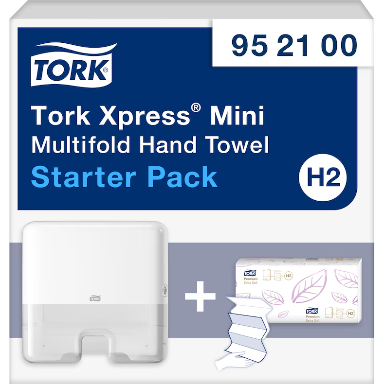 Starter Pack Tork H2 Xpress Mini Multifold med Pappershandduk Vit