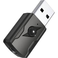 USB Bluetooth 5.0 Adapter, USB Bluetooth Lydsender 5.0 Modtager Bluetooth Adapter med 3,5 mm Lydkabel til PC/TV/Bil/Højttaler/MP3/Hovedtelefoner