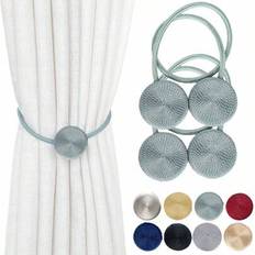 Magnetiska runda gardinfästen (set om 1/2/4/6) | Elegant och elegant heminredning | Stark magnetisk design för enkelt gardinfäste | Enkel och snygg, l - Grön