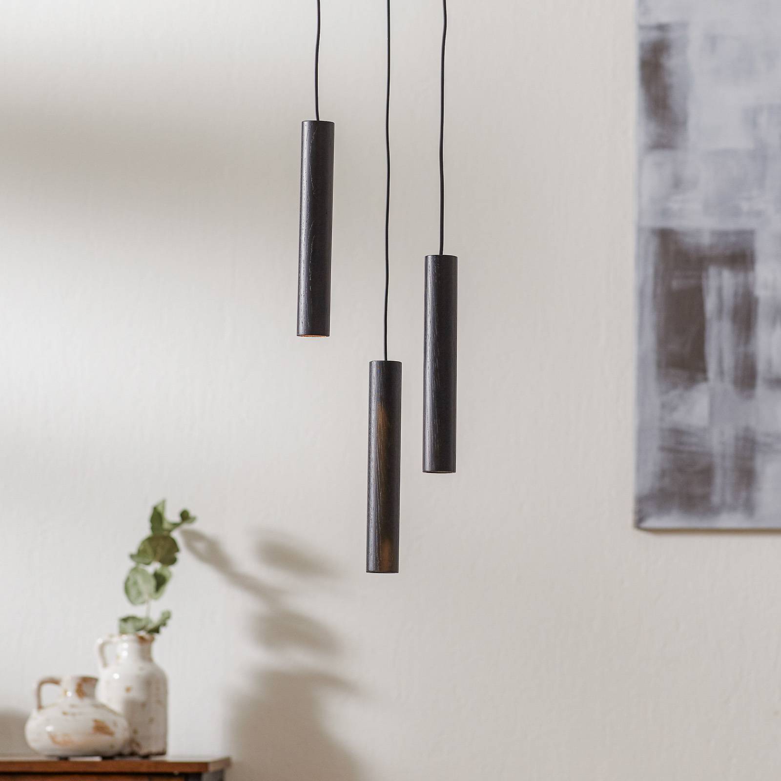 UMAGE Hänglampa Chimes Cluster 3, Svart, Vardagsrum / matsal, Trä, Design, Pendellampa