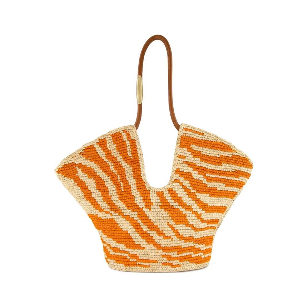 Zimmermann, Tasker , Dame, Orange, ONE SIZE, Uld, Zebra Print Top Handle Taske