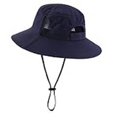 Magracy kvinnor UPF 50+ hästsvans solhatt brett brätte UV-skydd safari hatt vattentät, marinblå, one size