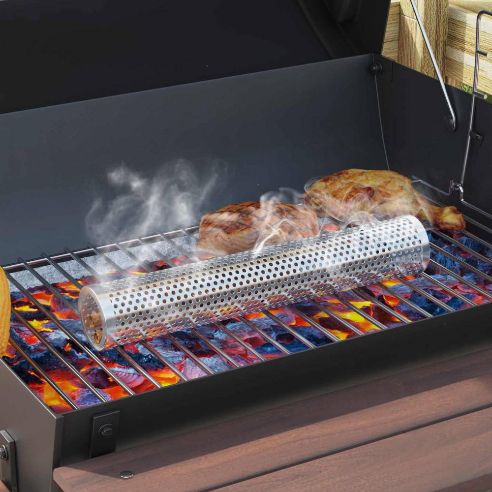 Kolgrill 75 x 48 x 120 cm Silver Pulverlackerat stål och Plast