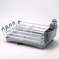 Silverfärgad rostfri aluminium kök torkställ diskställ diskbänk avlopp knivhållare bestick avlopp förvaringsplatta glas organisatör hylla