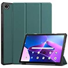 Dlahaby Fodral för Lenovo Tab M10 Plus 3rd Gen 10,6 tum 2022, PU-läder skyddsfodral med stativfunktion, smart fodral för Lenovo Tab M10 Plus (3rd gen) TB-125F/TB-128F surfplatta, mörkgrön