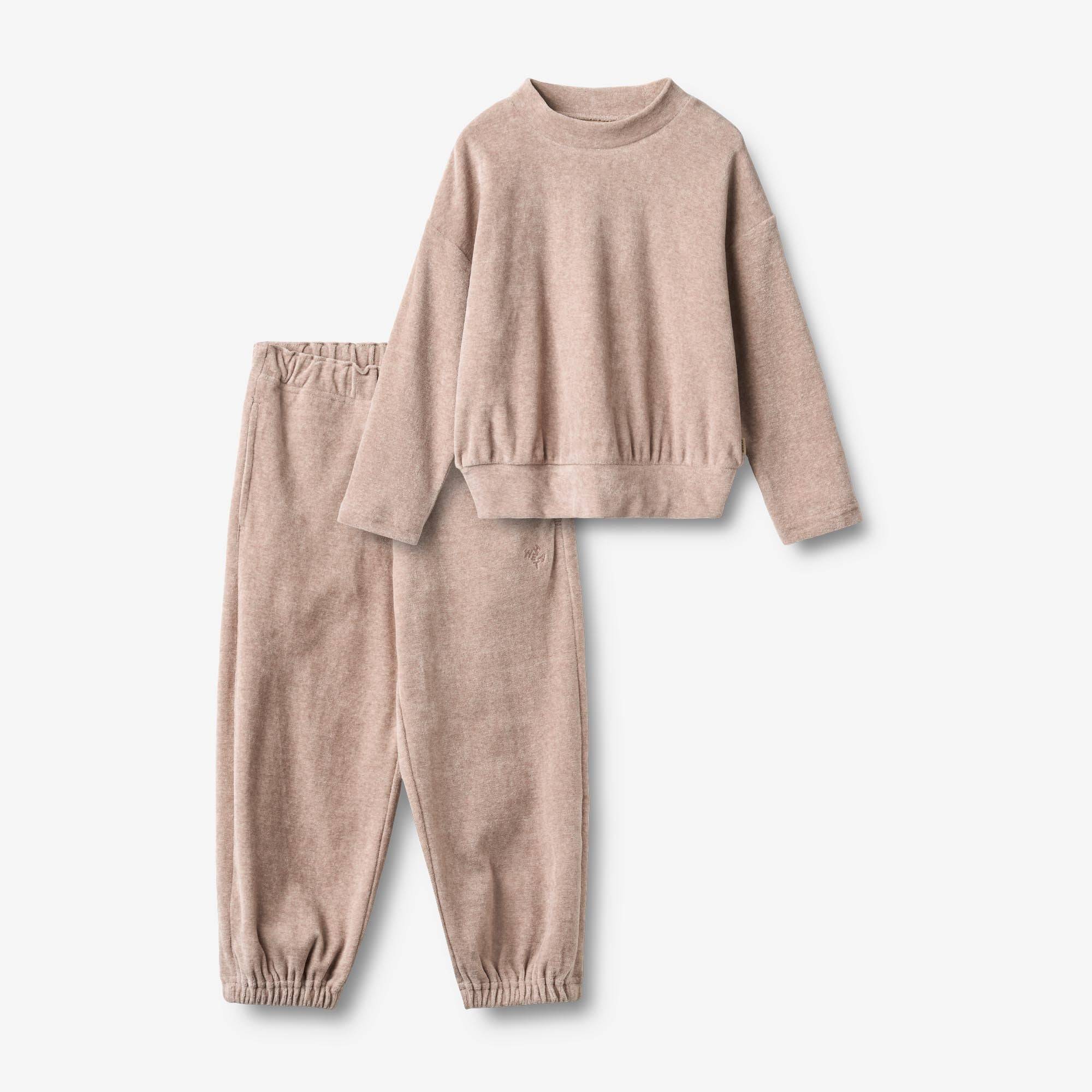 WHEAT® - Sæt med Sweatshirt & Bukser Barbro - melange rose - Str 98.