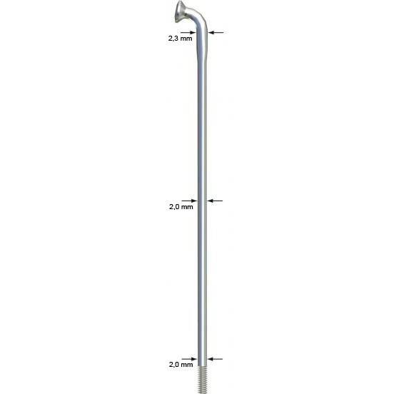 Sapim Strong Inox 14G J-Bend Silver Eker 1 stk, 282mm (282 mm)