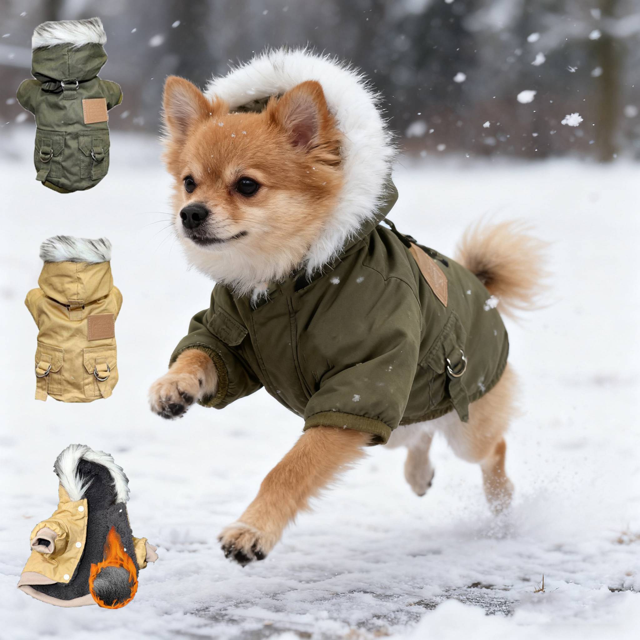 Soft Warm Dog Clothes Winter Pet Dog Coat Jacket Small Medium Dog Chihuahua Hooded Clothes Lightweight Coat Thicken Outfits