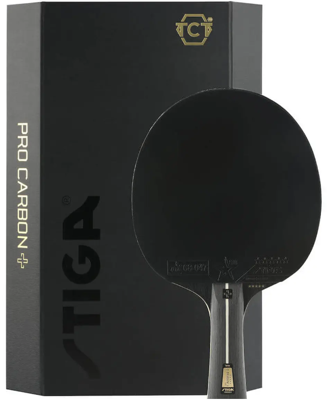 Stiga 5-Stjernet Pro Carbon+ Bordtennisbat - Sort-One size.