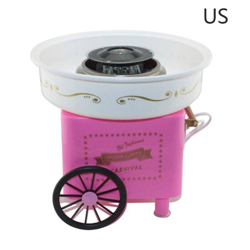 Retro vagn bomullssockermaskin mini godisfloss maker hemanvänd bänkskiva elektrisk nostalgi vagn - Rosa / Oss