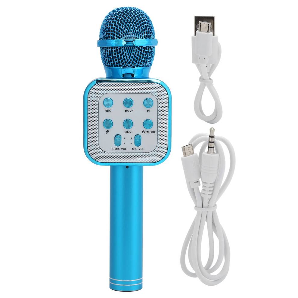 Bærbar mikrofon med LED-lys til sang, trådløs karaoke-mikrofon, ekko-rumklang, støjreduktion, dobbelt tilslutning, lang batterilevetid, Bluetooth