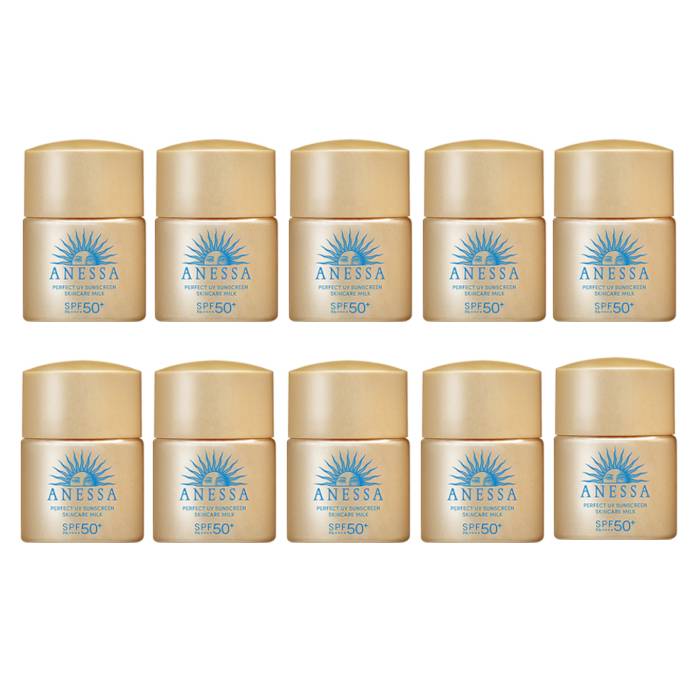 Shiseido - Anessa Perfect UV Sunscreen Skincare Milk SPF50+ PA++++ - 12ml (10ea) Set - black