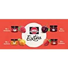 Schwartau Extra Mix-Box, Konfitüre Portionsgläser (18 x Erdbeere, 18 x Himbeere, 18 x Aprikose, 18 x Kirsche), 72 x 28,3g