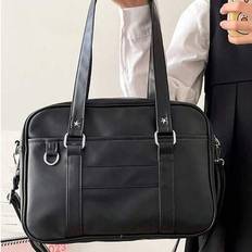 Korean Style New Pillow Handbag, Retro Shoulder Bag, Large Capacity Tote Bag For Work Commute, No Pendant Included, Pendant Is For Styling Only - Black