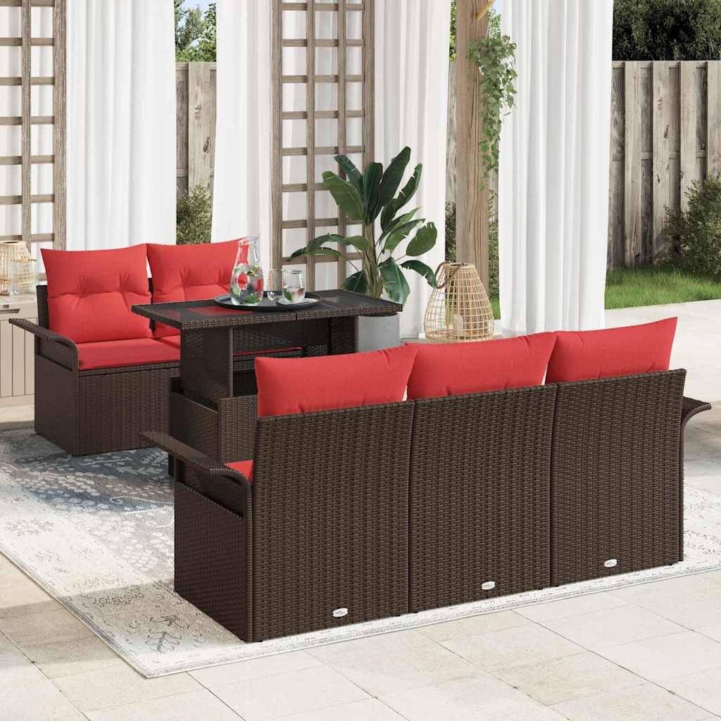 Havesofa Sæt 6 stk. Brun polyrattan