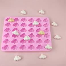 TEMU 36-cavity Cloud-shaped Silicone Mold For Diy Soap And Wax Crafts - Pink With Golden Accents, Homemade Soaps And Candles, Crafting Tool | | Durable Mold, Soap Making Supplies