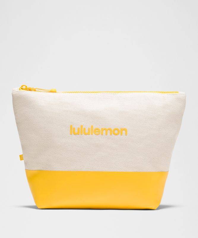 lululemon – Canvas-Beutel Logo in Natural/Buttercup - One Size