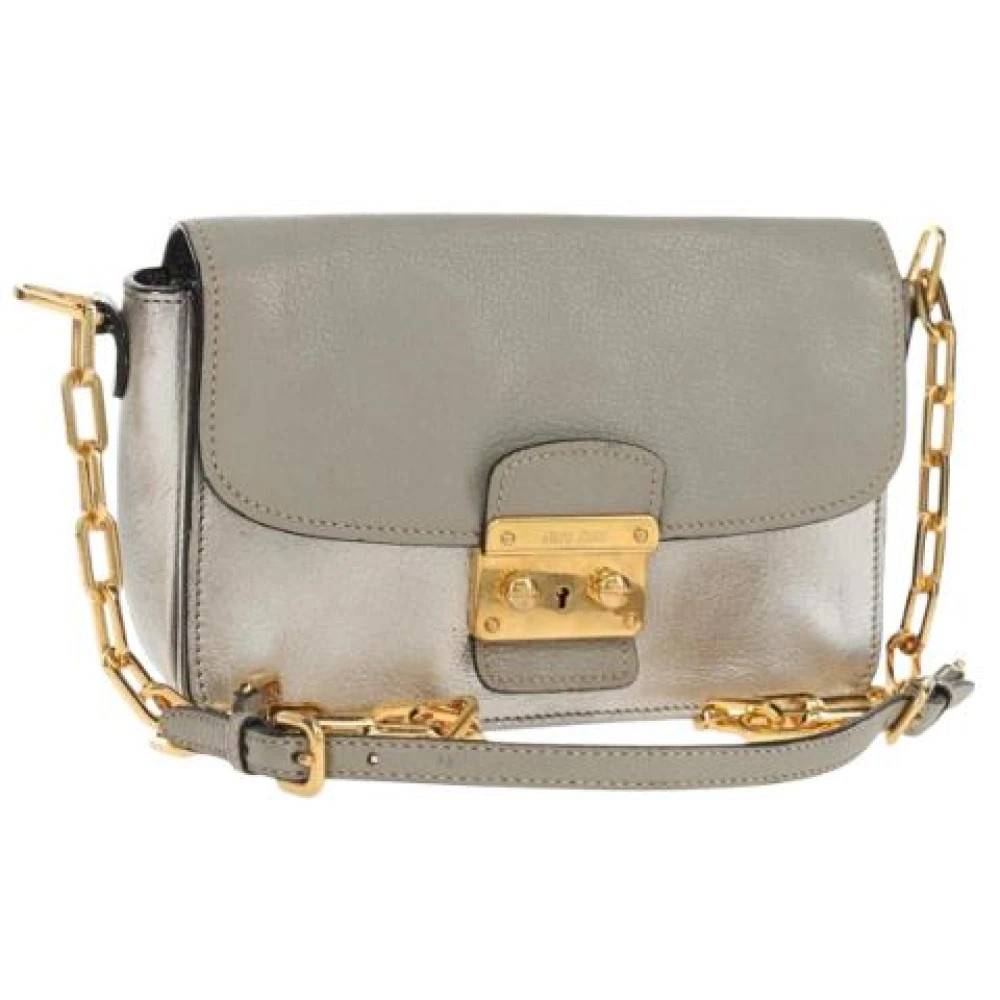Miu Miu Pre-owned Pre-owned Leather Shoulder Bag - Vintage - Dame - Grå - ONE SIZE - Uld