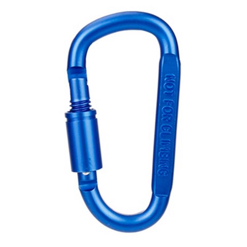 D formad camping karbinhake aluminiumlegering låsning krok ring nyckel klättring verktyg - blå