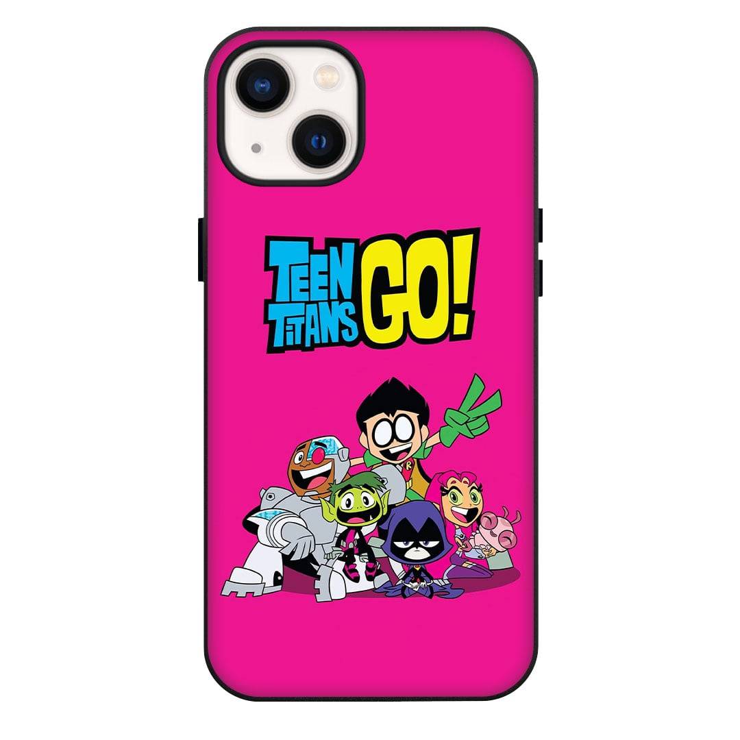 Teen Titans Go Phone Case For iPhone Samsung Galaxy Pixel OnePlus Vivo Xiaomi Asus Sony Motorola Nokia - Teen Titans Go Main Cast On Pink Background.