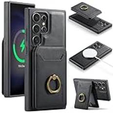 Telefonskyddspaket Magnetiskt löstagbart fodral Kompatibel med Samsung Galaxy 23 Ultra Case-plånbok med kreditkortshållare, kompatibel med Magsafe & RFID-blockering, 360° rotationsring Plånbok Kicksta