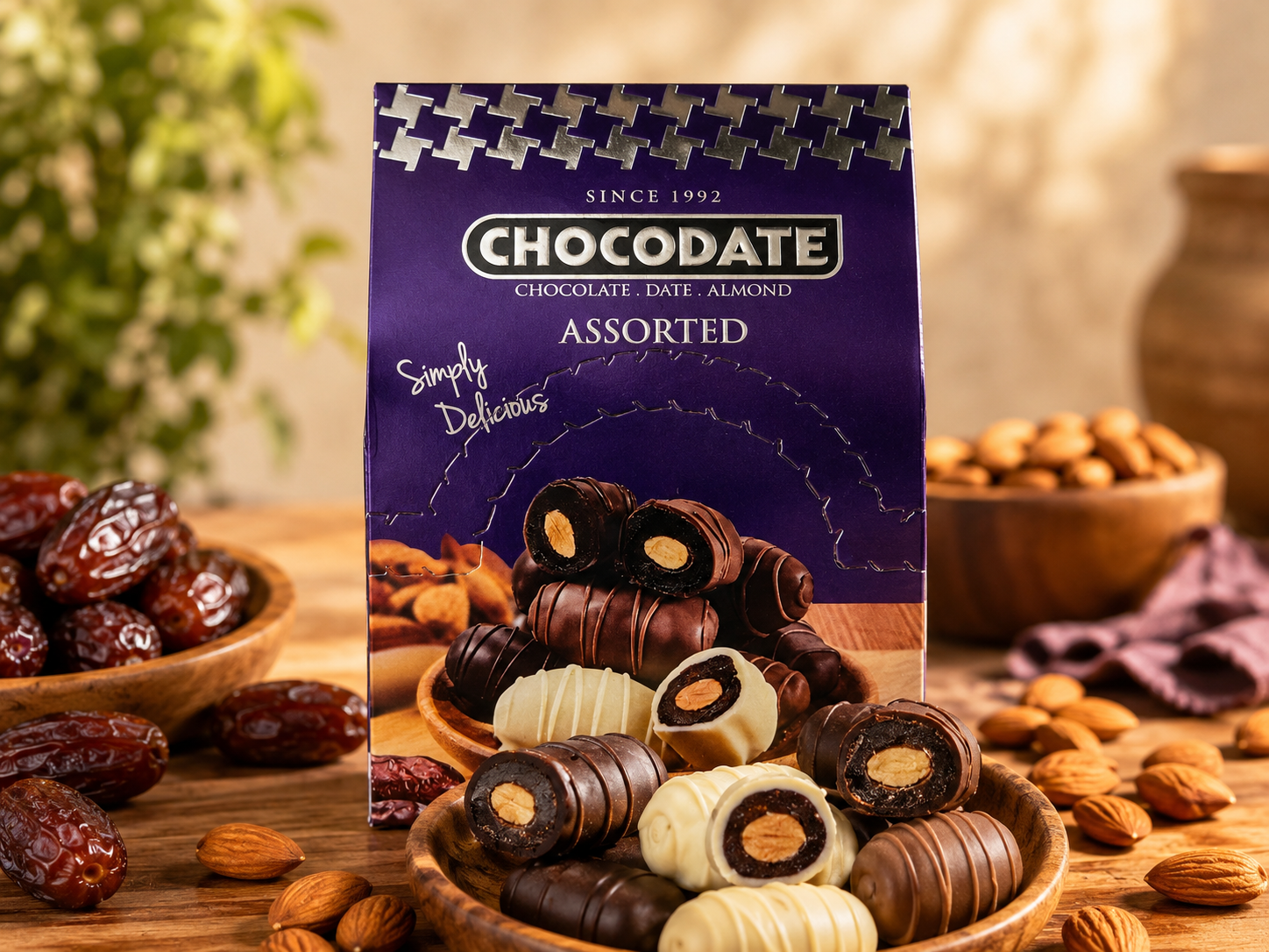 Chokolade dadler, Chocodate 33g (4 Varianter)