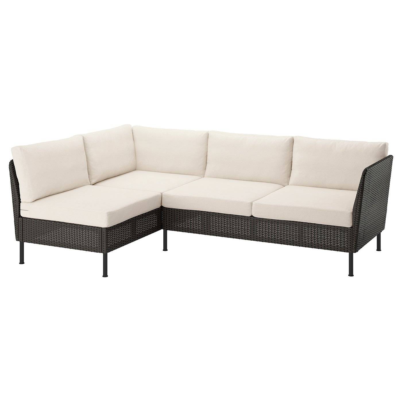 VITTSKÄR 3-sits modulär hörnsoffa, utomhus konstrotting mörkgrå/Frösön/Duvholmen beige
