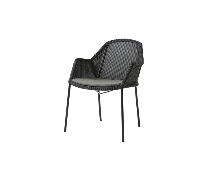 Breeze stol, stabelbar inkl. hynde fra Cane-line Black / Taupe - Cane-line Natté - Jacobsen Plus