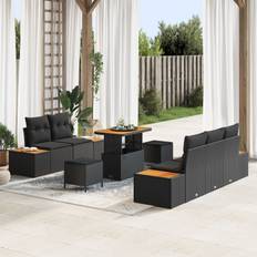 vidaXL 8-delt havesofa sæt med puder sort poly rattan akacie, vidaXL 3-delt have spise sæt med puder sort poly rattan akacie