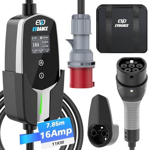 EVDANCE Mobile Wallbox 11kW Typ 2 Ladekabel CEE 16A auf Typ 2