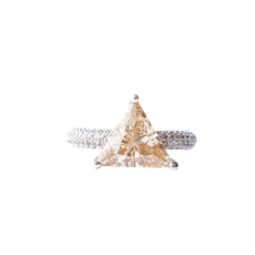 Mega triangle ring beige/silver