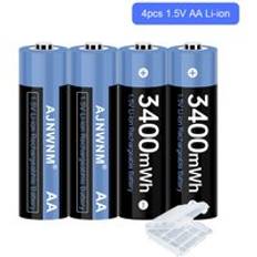 1.5v aa uppladdningsbara litiumjonbatterier 3400 mwh aa 1.5v litiumpolymerbatterier uppladdningsbara aa batterier 1.5v aa batterier - 4 st aa