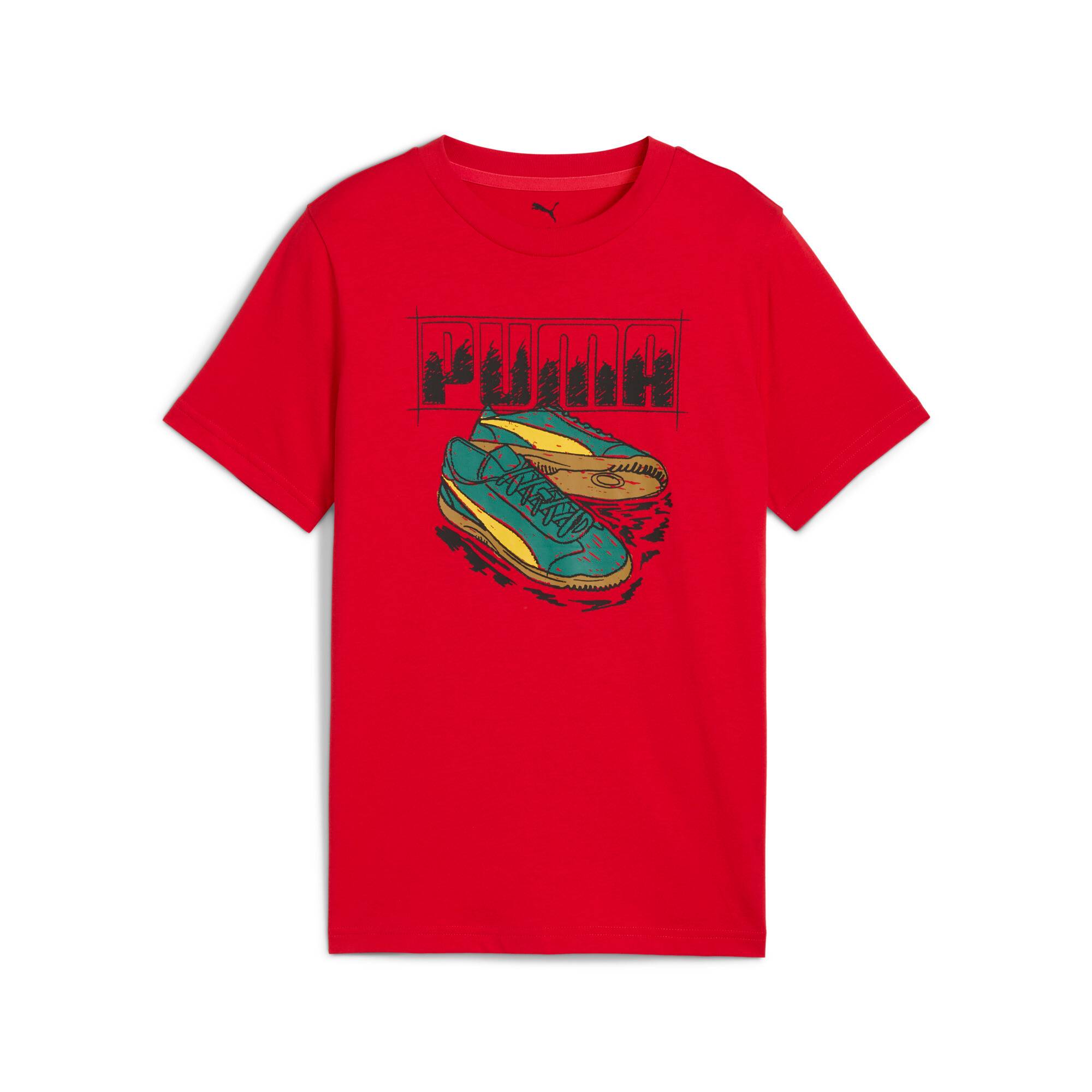 PUMA Graphic Sneaker Tee Youth, Clothing, Red, 140