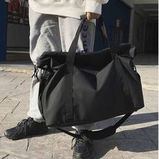 Tygväska med stor kapacitet med dubbla handtag och dragkedja, affärsportfölj i nylon, lämplig för arbete, gym, resor för män och kvinnor, Fitness Esse - Svart