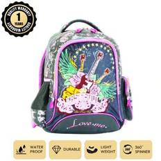 Music Theme Backpack - Grey & Colorful Guitar Pattern Casual Daypack, Perfect Travel Essential, Holiday Must-Have, Elegant Decoration, Fashion Basic F - 32104