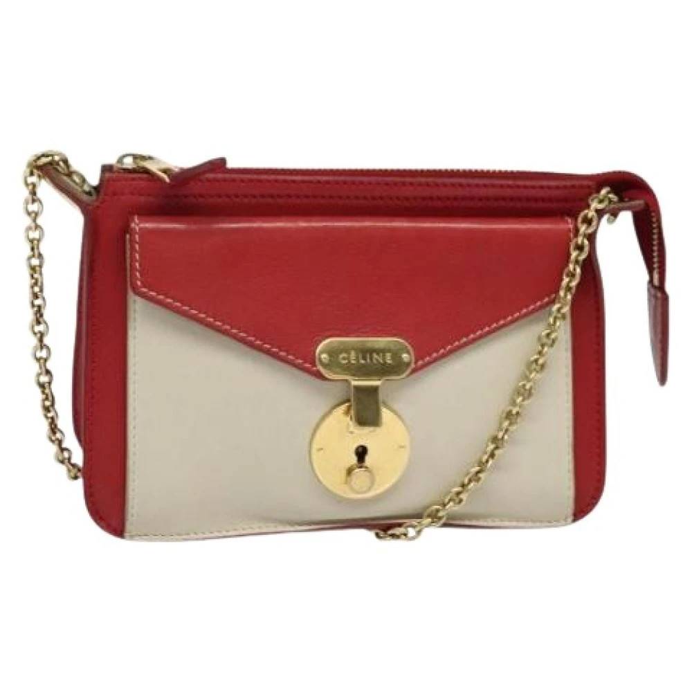 Celine Vintage Pre-owned Leather Cross Body Bag - Vintage - Dame - Rød - ONE SIZE - Uld