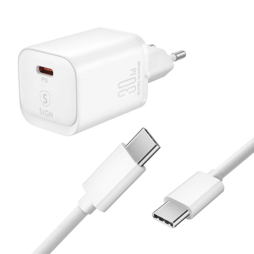Snabbladdare till Apple Ipad med USB-C-laddning, 30W, 2m - Vit