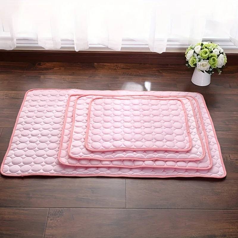 Self-Cooling Pet Mat with Ice Silk Technology - 40 Inch Summer Bed - Pink / S 19.69x15.75inch (S 19.69x15.75inch)