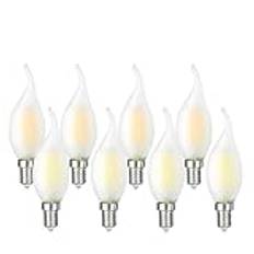 XYAL lampor, 10-pack, retro ljus svans glödlampor AC220V E14 2W/4W/6W Dimbar LED frostad dekorlampa Ljuskrona ljus(Cold White,2W)