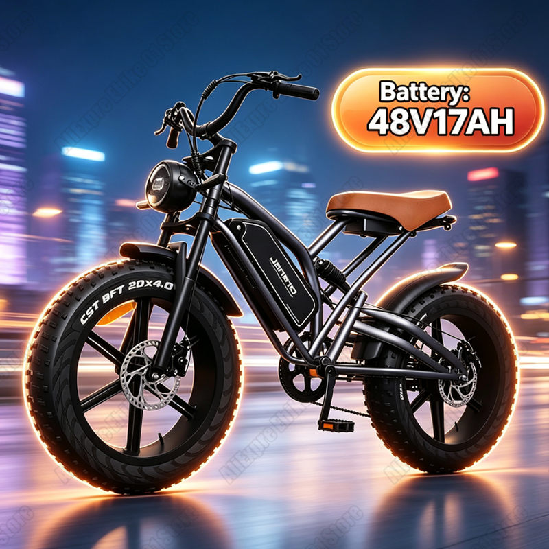JANSNO X50 Electric Bike  Motor 48V17AH Battery 20*4 inch All Terrain Fat Tire Adult E Bike 7-Speed Shimano Electric Bicycle